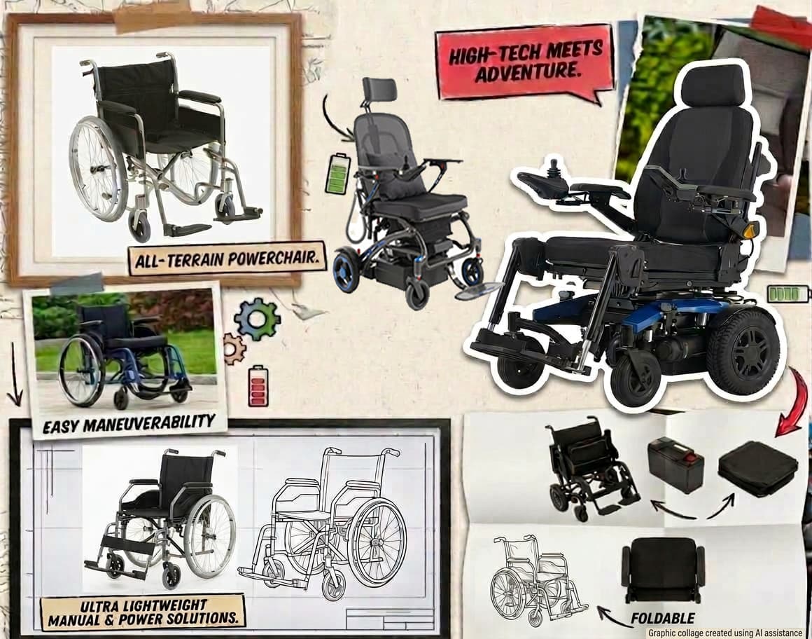 A selection of attendant-propelled, self-propelled, and electric wheelchairs designed for independence.